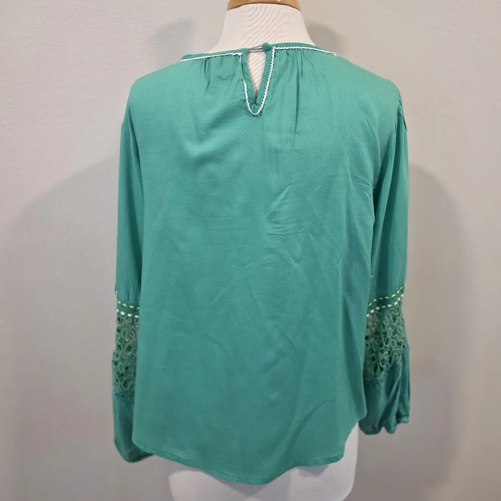 Anthro Blnk London Sunshine Green Peasant Blouse